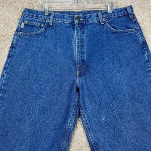 Carhartt Relaxed Fit Flannel Lined Jeans 40x32 Blue Denim Mens B172‎ DST Relaxed
